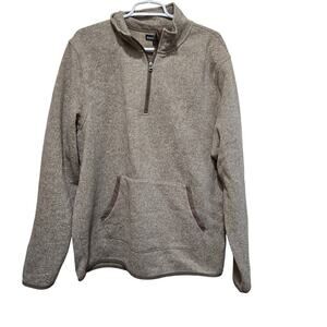 J Crew Mercantile Fleece Quarter Zip Pullover XL Brown